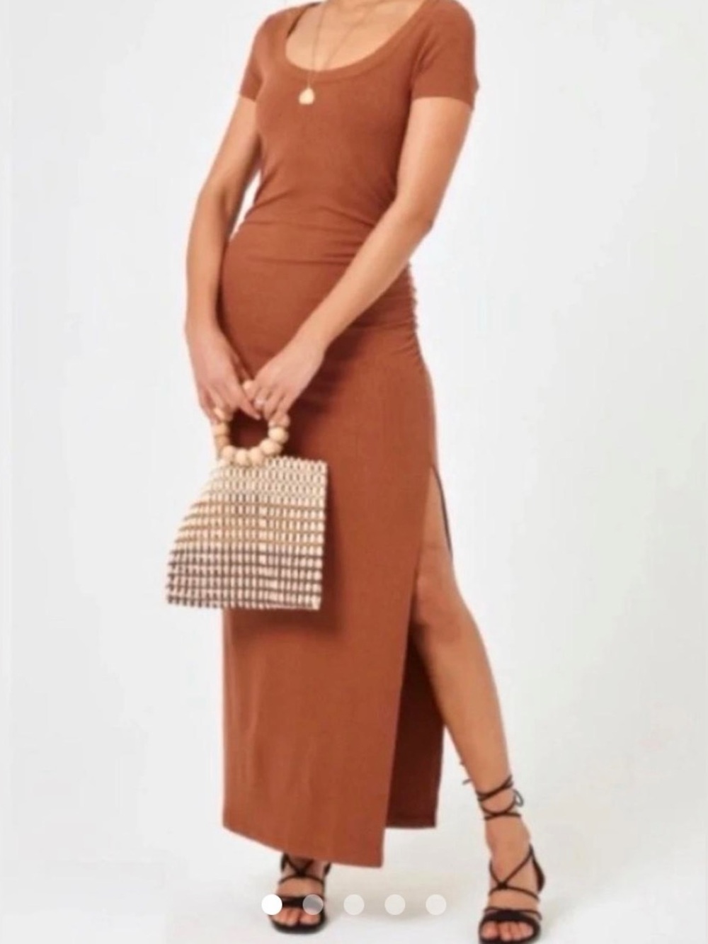 l*space Rust Scoop-Neck Short-Sleeve Maxi Dress with Side Slit